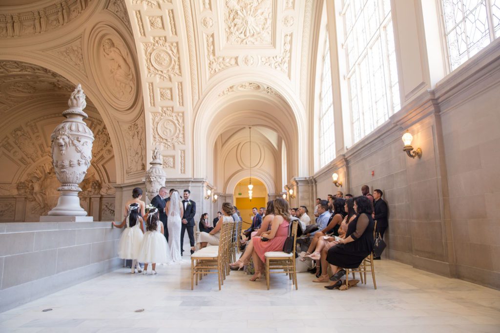 one hour ceremony, seated guests, private ceremony in San Francisco City Hall