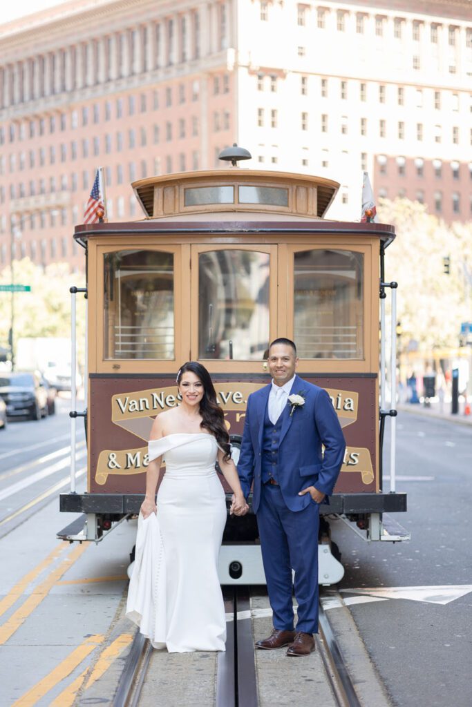 Maribel and Ismael San Francisco cable car wedding photo